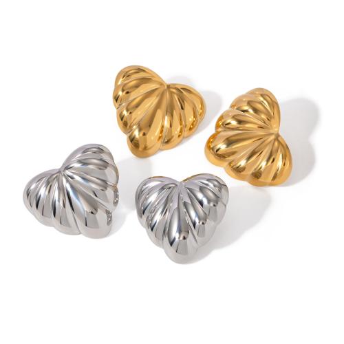 Stainless Steel Stud Earrings 304 Stainless Steel Heart Vacuum Ion Plating fashion jewelry & for woman Sold By Pair