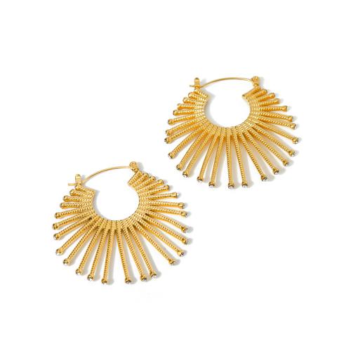 Rostfritt stål spaken bakåt Earring, 304 rostfritt stål, 18K guldpläterad, mode smycken & för kvinna, gyllene, 44x43mm, Säljs av Par