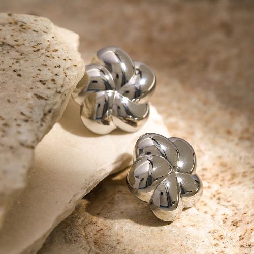 Stainless Steel Stud Øreringe, 304 rustfrit stål, Flower, mode smykker & for kvinde, flere farver til valg, 25.20x25.20mm, Solgt af par