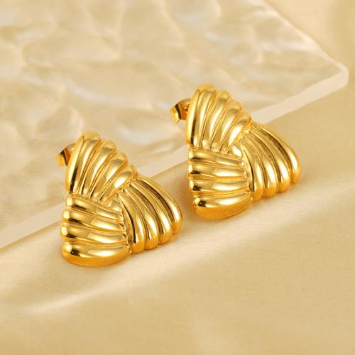 Stainless Steel Stud Earrings 304 Stainless Steel 18K gold plated fashion jewelry & for woman golden Sold By Pair