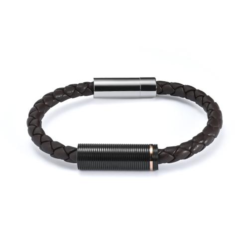 PU Leather Cord Bracelets with 304 Stainless Steel Vacuum Ion Plating fashion jewelry & for man Sold By PC