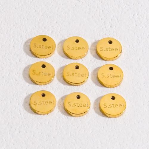 Stainless Steel Pendants 304 Stainless Steel Flat Round Vacuum Ion Plating DIY golden Sold By PC