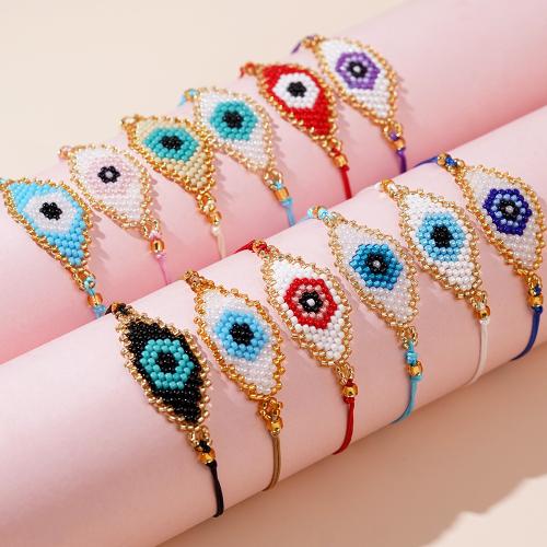 Evil Eye sieraden Armband, Glas, met Wax, Verstelbare & boze oog patroon & voor vrouw, meer kleuren voor de keuze, Verkocht door PC