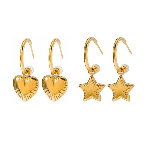 Stainless Steel Drop Earring 304 Stainless Steel plated fashion jewelry golden Sold By Pair