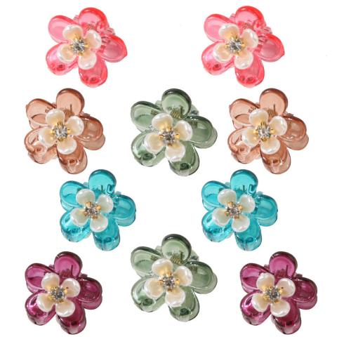 Haar Claw Clips, Plastic, Bloem, handgemaakt, voor vrouw & met strass, meer kleuren voor de keuze, 20x20mm, Verkocht door PC