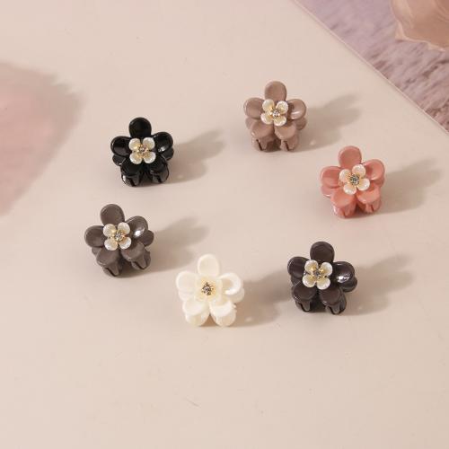 Haar Claw Clips, Plastic, Bloem, handgemaakt, voor vrouw & met strass, meer kleuren voor de keuze, 24x24mm, Verkocht door PC