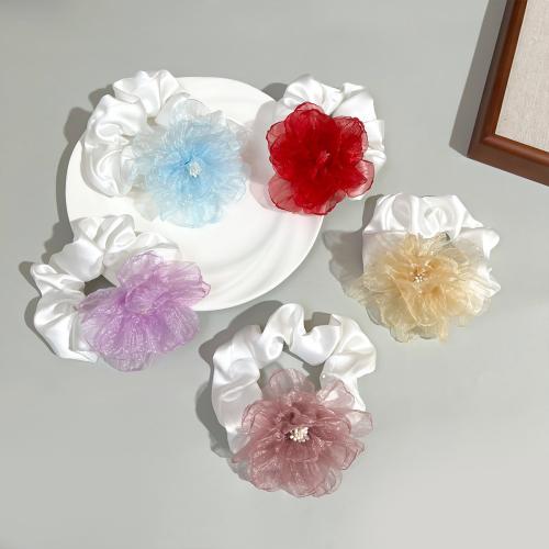 Hair Elastic, Organza, Flower, håndlavet, for kvinde, flere farver til valg, Solgt af PC