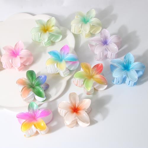 Hair Claw Clips Plastic Flower stoving varnish for woman Sold By PC