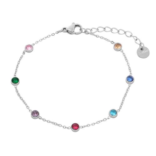 Pulseira  de jóias de aço inox, Aço inoxidável 304, with 4CM extender chain, banhado, para mulher & com strass, Mais cores pare escolha, comprimento Aprox 16 cm, vendido por PC