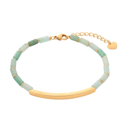 Bijoux bracelet en acier inoxydable, Acier inoxydable 304, avec Aventurine, avec 4CM chaînes de rallonge, Placage, pour femme, plus de couleurs à choisir, Longueur Environ 16 cm, Vendu par PC