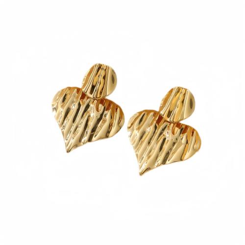 Stainless Steel Stud Earrings 304 Stainless Steel Heart plated for woman Sold By Pair