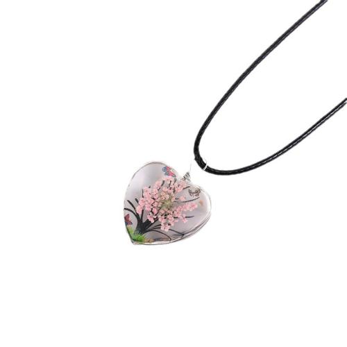 Gedrukte gedroogde bloem sieraden
, Glas, met Gedroogde bloem & Wax, handgemaakt, uniseks, meer kleuren voor de keuze, Lengte Ca 41-50 cm, Verkocht door PC