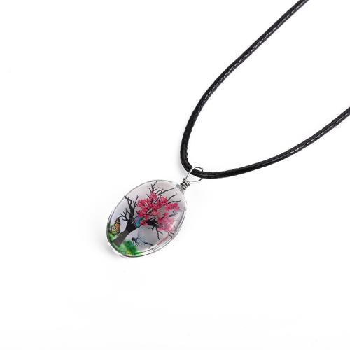 Bijoux de fleurs séchées pressées, verre, avec Fleurs séchées & corde de cire, fait à la main, pour femme, plus de couleurs à choisir, Longueur Environ 41-50 cm, Vendu par PC