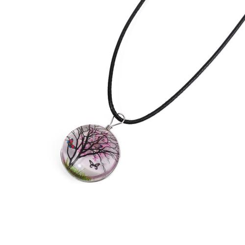 Bijoux de fleurs séchées pressées, verre, avec Fleurs séchées & corde de cire, fait à la main, pour femme, plus de couleurs à choisir, Longueur Environ 41-50 cm, Vendu par PC