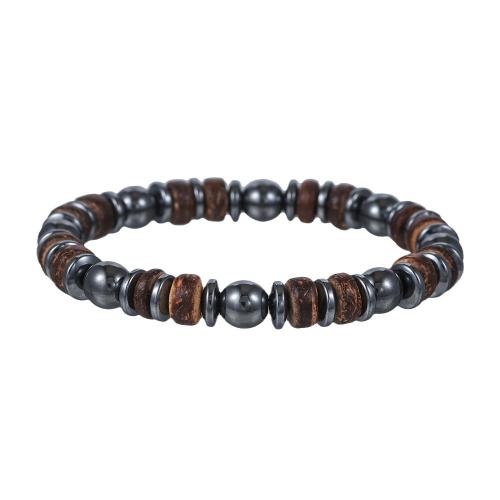 bois bracelet, avec Hématite, styles différents pour le choix & pour homme, Longueur Environ 7-8 pouce, Vendu par PC