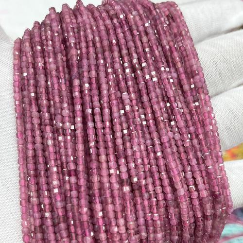 Gemstone šperky Korálky, Tourmaline, Náměstí, módní šperky & DIY & tváří, růžový, 2.50mm, Prodáno za Cca 38 cm Strand