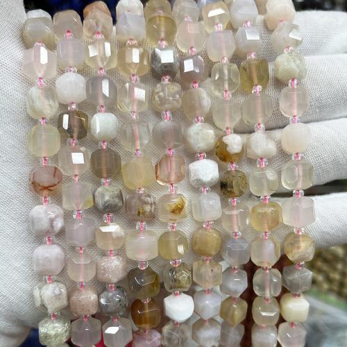 Agaat kralen, White Cherry Blossom Agate, Plein, mode sieraden & DIY & verschillende grootte voor keus & gefacetteerde, gemengde kleuren, Per verkocht Ca 38 cm Strand