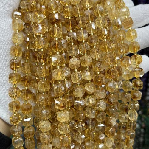 Prirodni Citrine kuglice, Citrin, Trg, modni nakit & možete DIY & različite veličine za izbor & faceted, žut, Prodano Per Približno 38 cm Strand