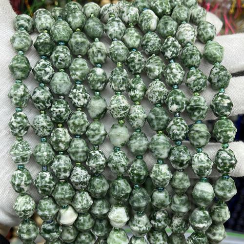 Green Spot Stone Beads, κοσμήματα μόδας & DIY, πράσινος, 10x11mm, Sold Per Περίπου 38 cm Strand