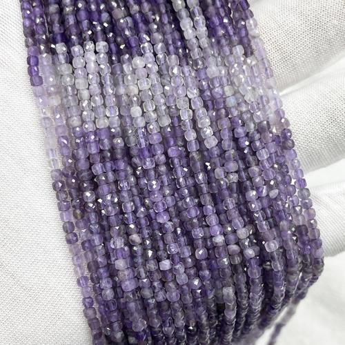 Contas de ametista naturais, Quadrado, joias de moda & DIY & facetada, roxo, 2.50mm, vendido para Aprox 38 cm Strand