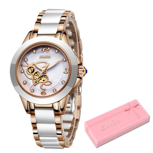 Women Wrist Watch Glass with Porcelain Life water resistant & fashion jewelry & Chinese movement & multifunctional & for woman Length Approx 18 cm Sold By PC