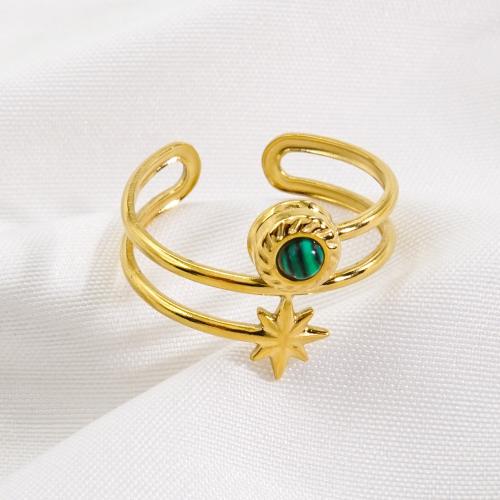 Vinger Ring in edelstaal, 304 roestvrij staal, met Natuursteen, Verstelbare & mode sieraden & verschillende materialen voor de keuze & voor vrouw, meer kleuren voor de keuze, Ring inner diameter:17-20mm, Verkocht door PC