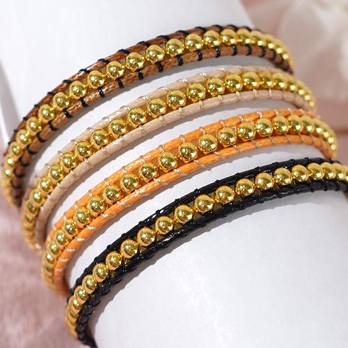 Zinklegering armbandkettingen, Zinc Alloy, met Wax, Ronde, gold plated, Verstelbare & voor vrouw, meer kleuren voor de keuze, nikkel, lood en cadmium vrij, Verkocht door PC