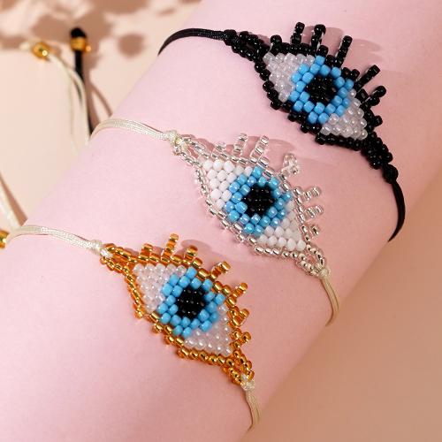 Evil Eye sieraden Armband, Glas, met Wax, Verstelbare & boze oog patroon & voor vrouw, meer kleuren voor de keuze, Verkocht door PC