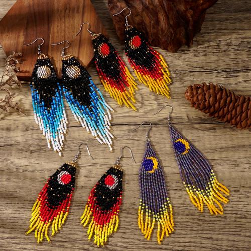 Fashion Fringe Oorbellen, Glas, met Zinc Alloy, gold plated, voor vrouw, meer kleuren voor de keuze, Verkocht door pair