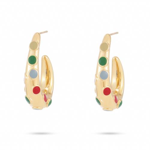 Stainless Steel Stud Earrings 304 Stainless Steel plated for woman & enamel Sold By Pair