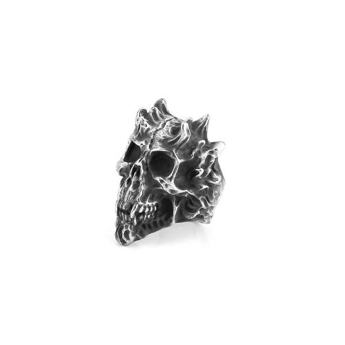 Rustfrit stål fingre Ringe, 304 rustfrit stål, Skull, poleret, forskellig størrelse for valg & for mennesket, sort, Solgt af PC