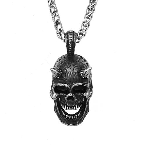 Titanium Steel Pendants Skull polished original color Sold By PC