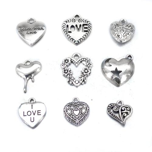 Zinc Alloy Heart Pendants plated DIY original color Sold By Lot