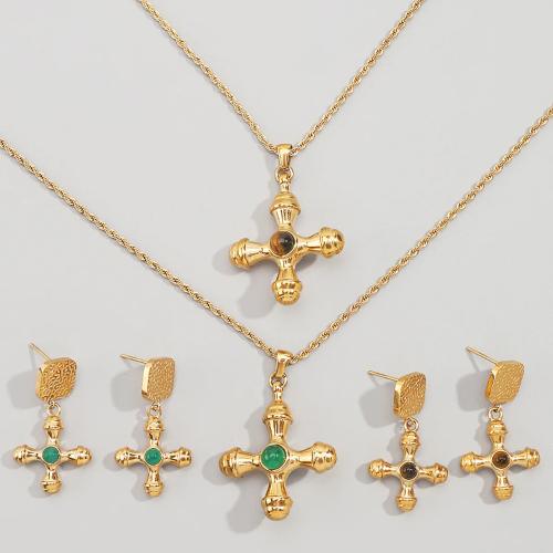 Zinc Alloy Sieraden set, met Hars, Oversteken, gold plated, verschillende stijlen voor de keuze & voor vrouw, Verkocht door PC