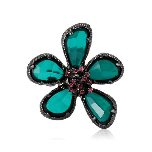 Broche cristal, alliage de zinc, avec cristal, fleur, Placage, bijoux de mode & pour femme & avec strass, plus de couleurs à choisir, protéger l'environnement, sans nickel, plomb et cadmium, 36x41mm, Vendu par PC