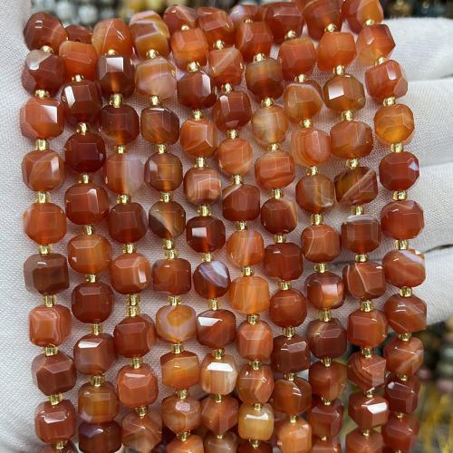 Prirodni Čipka Agate perle, čipke ahat, Trg, modni nakit & možete DIY & različite veličine za izbor & faceted, crven, Prodano Per Približno 38 cm Strand