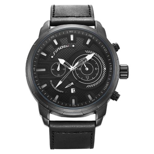 Reloj de Pulsera para Hombre, Vidrio, con Cuero de PU, Resistente al agua de la vida & Joyería & movimiento japonés, más colores para la opción, longitud aproximado 20 cm, Vendido por UD