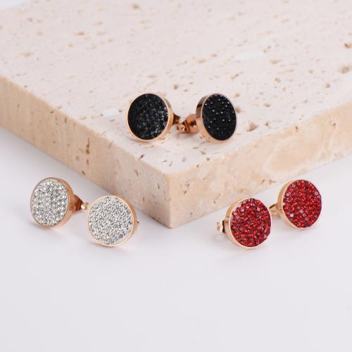 Roestvrij staal Stud Earrings, 316L roestvrij staal, mode sieraden & voor vrouw & met strass, meer kleuren voor de keuze, 12mm, Verkocht door pair