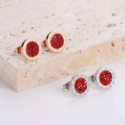 Boucle d'oreille de gaujon en acier inoxydable, acier inoxydable 316L, bijoux de mode & pour femme & avec strass, plus de couleurs à choisir, 12mm, Vendu par paire