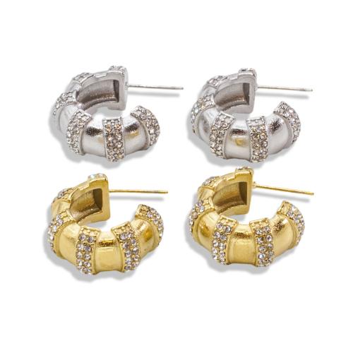 Pendientes de Acero Inoxidable, acero inoxidable 304, Letra C, Joyería & micro arcilla de zirconia cúbica & para mujer, más colores para la opción, Vendido por Par