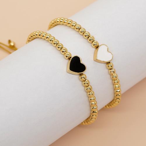 Zinc Alloy Armband, met Wax, Hart, gold plated, Verstelbare & voor vrouw & glazuur, meer kleuren voor de keuze, nikkel, lood en cadmium vrij, Verkocht door PC