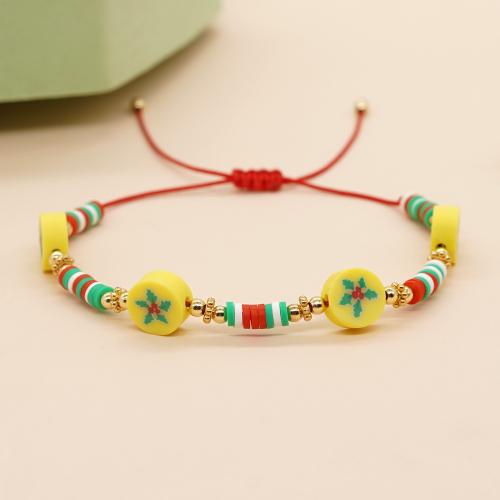 Fil de coton bracelet, avec argile de polymère, Réglable & pour femme, couleurs mélangées, protéger l'environnement, sans nickel, plomb et cadmium, Vendu par PC