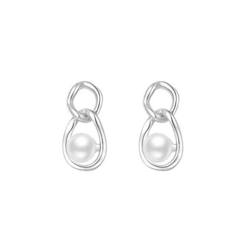 925 Boucles d’oreilles Sterling Silver Drop & Dangle, argent sterling 925, avec perle de plastique, pour femme, plus de couleurs à choisir, 6x13mm, Vendu par paire