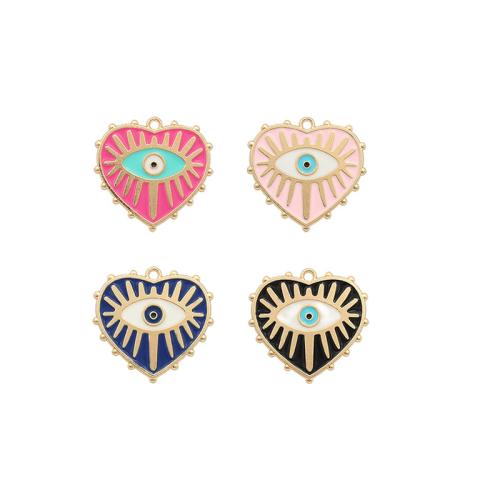 Evil Eye Pendants Zinc Alloy Heart plated DIY & enamel Sold By Lot