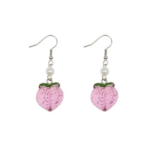 Hars Earring, Zinc Alloy, met Hars & Plastic Pearl, epoxy sticker, voor vrouw, roze, Verkocht door pair