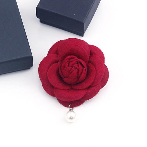 Fashion Broche Sieraden, Doek, met Plastic Pearl & Zinc Alloy, handgemaakt, voor vrouw, meer kleuren voor de keuze, Verkocht door PC