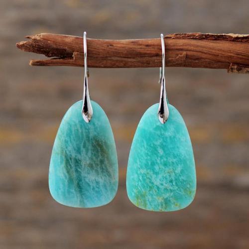 Gemstone Earrings, cobre, with Pedra natural, joias de moda & materiais diferentes para a escolha & para mulher, Mais cores pare escolha, 55x22mm, vendido por par