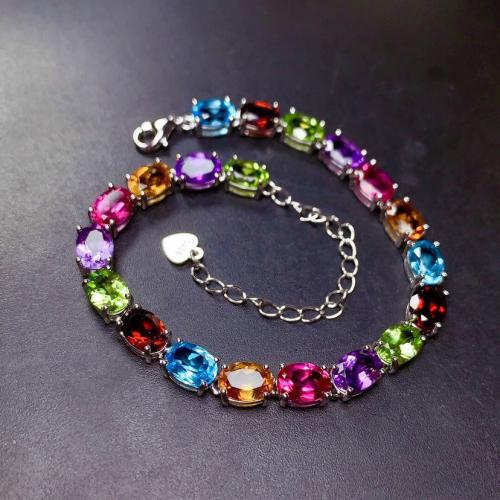 Pulseras de latón, metal, con 5cm extender cadena, Joyería & para mujer & con diamantes de imitación, multicolor, longitud aproximado 17 cm, Vendido por UD