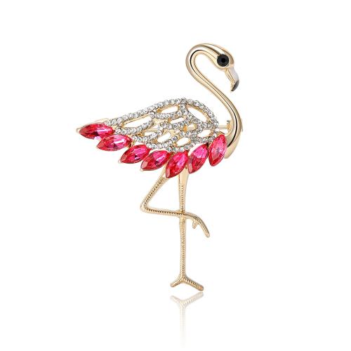 Zinc Alloy Brocher, Bird, forgyldt, mode smykker & for kvinde & med rhinestone, flere farver til valg, nikkel, bly & cadmium fri, 40x60mm, Solgt af PC