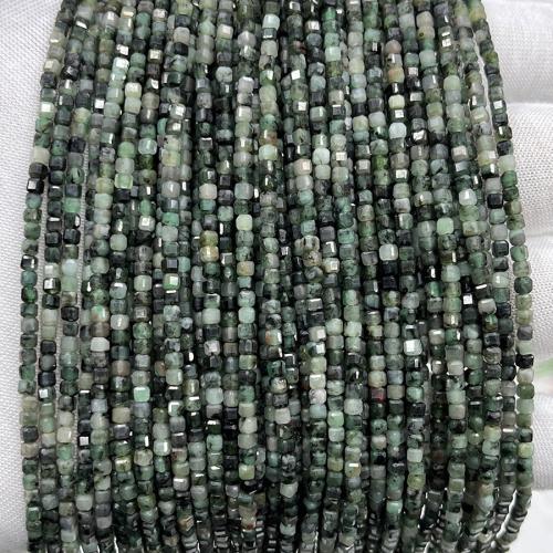 Gemstone šperky Korálky, Emerald, Náměstí, módní šperky & DIY & tváří, smíšené barvy, 2.50mm, Prodáno za Cca 38 cm Strand